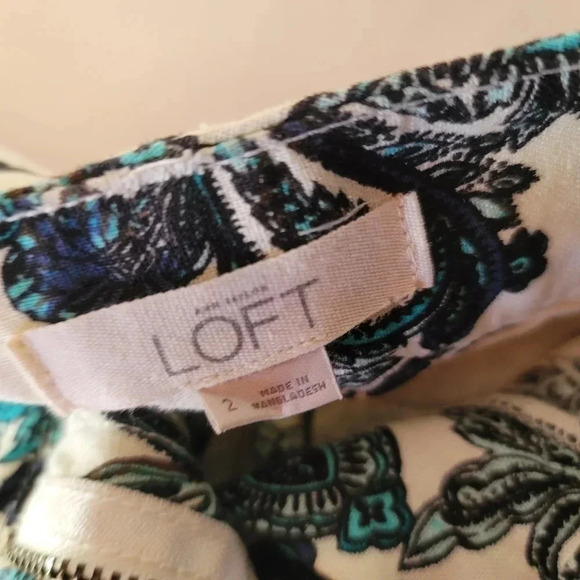 Ann Taylor Loft Shorts Women's Linen Cotton Flat Front Green White Paisley Sz 2 - Picture 8 of 11